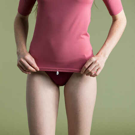 Atasan berselancar lengan pendek model T-shirt anti-UV wanita 100 - dusty pink