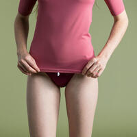 Majica kratkih rukava za surfovanje 100 sa UV zaštitom ženska - prljavo roze