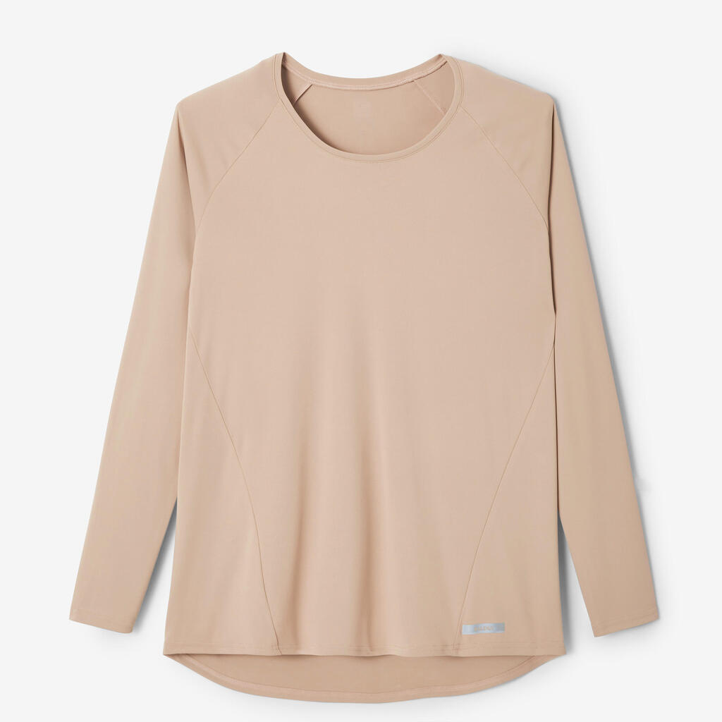 T-shirt manches longues running anti-UV femme - Sum protect long beige