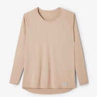 Women's long-sleeved anti-UV running T-shirt Sun Protect long - beige