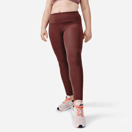 Women's running leggings with body-sculpting (XS to 5XL - large size) -  brown - Decathlon