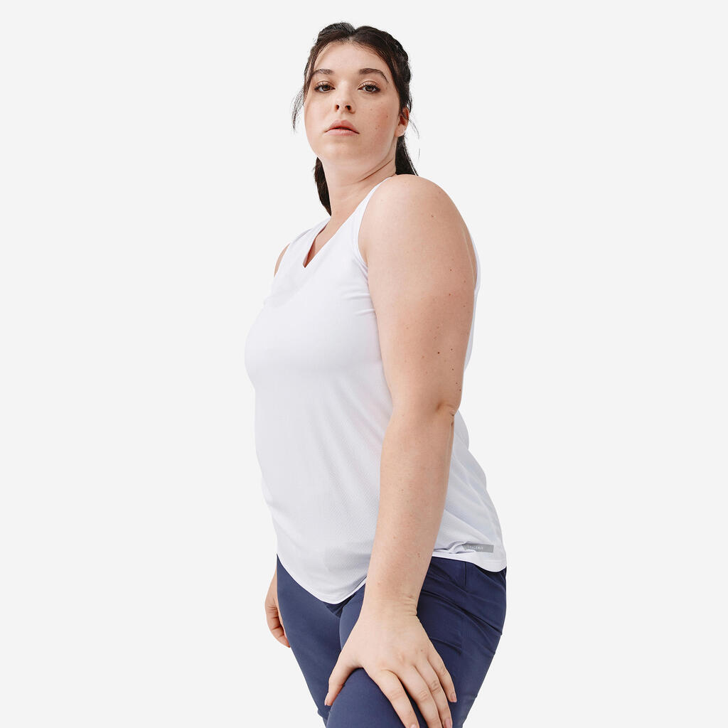 Majica bez rukava za trčanje Run Dry prozračna ženska bijela