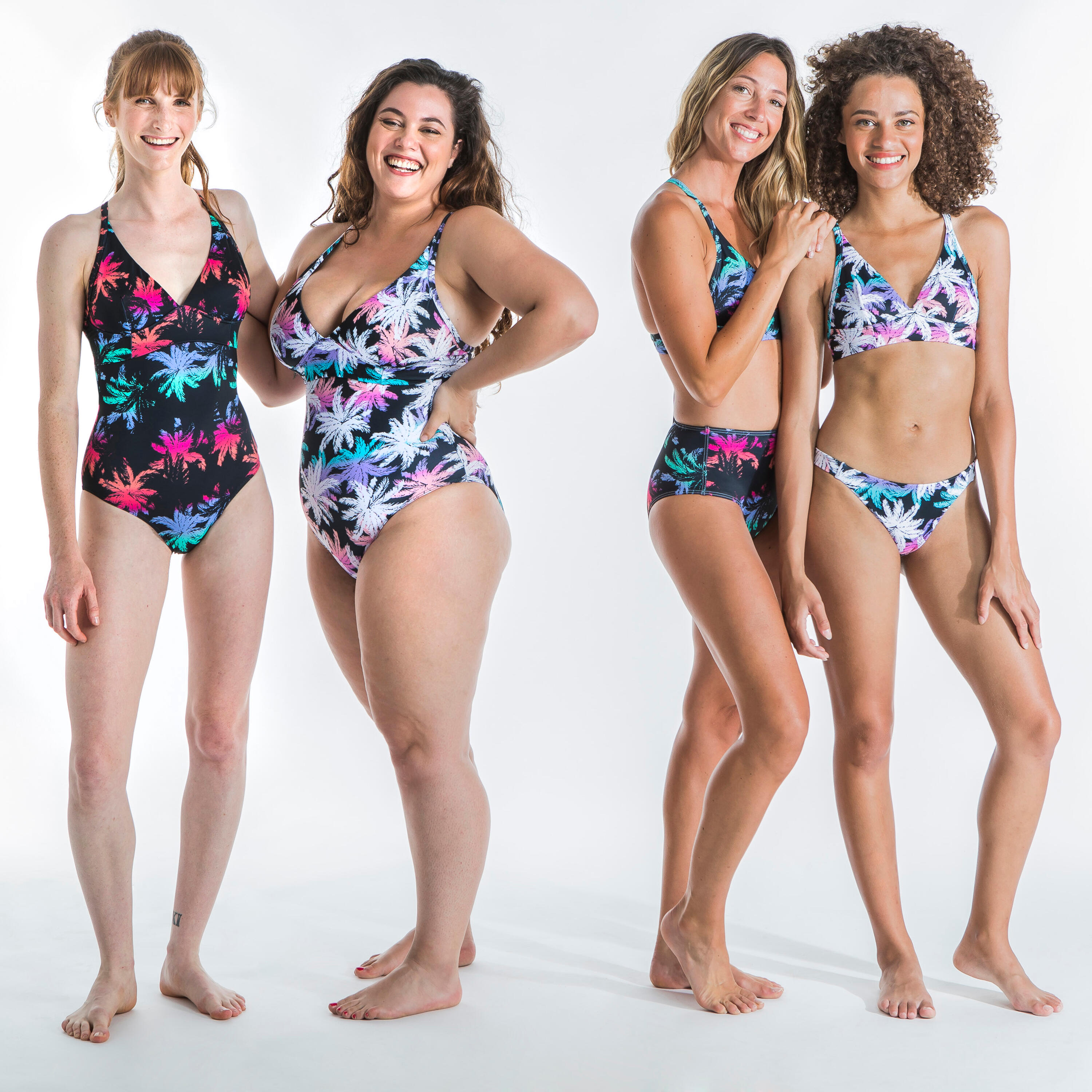 Bas de maillot de bain femme ALY PALMDARK BLANC forme classique aux bords fins 13/14