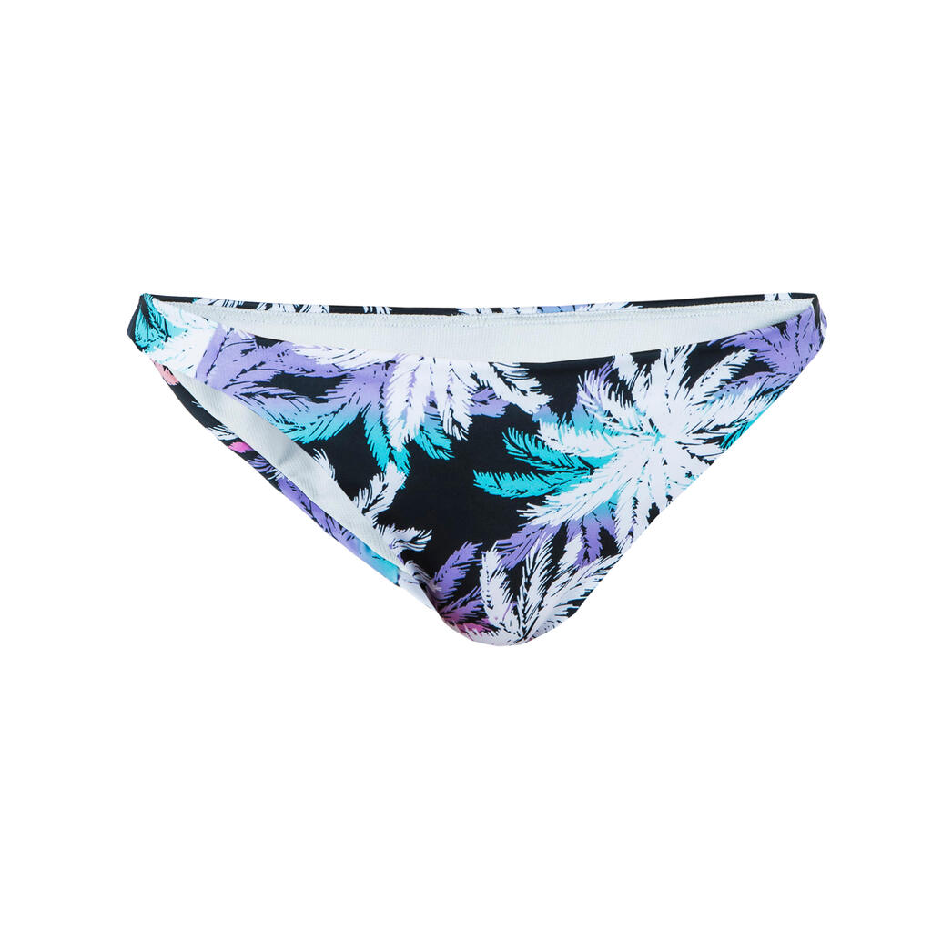 Women's classic shape bikini bottoms ALY PALMDARK BLANC with fine edges