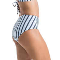 Bikini-Hose Damen hoher Taillenbund Romi Marin weiß/grau