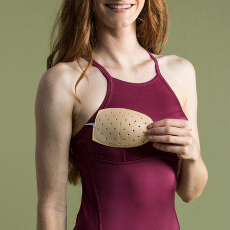 Купальник слитный для серфинга с X- или H-образной спинкой бордовый ANDREA