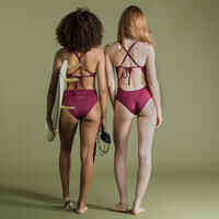 Women's Surfing One-Piece Swimsuit with Open X or H Back ANDREA - BURGUNDY RED