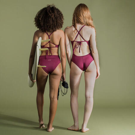 Купальник слитный для серфинга с X- или H-образной спинкой бордовый ANDREA