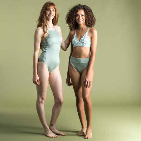 Bikini-Hose Damen hoher figurformender Taillenbund Nora Plant hellgrün
