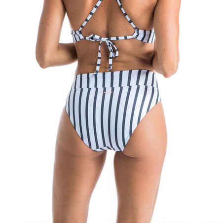 WOMEN'S SURFING HIGH-WAISTED BODY-SHAPING SWIMSUIT BOTTOMS NORA MARIN WHITE GREY