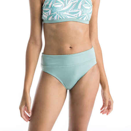 Panty de bikini con tiro alto de surf para mujer Olaian verde menta