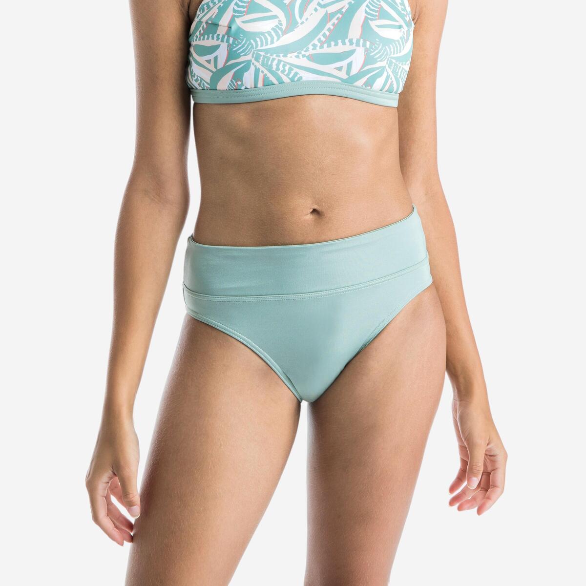 BAS DE MAILLOT DE BAIN DE SURF FEMME TAILLE HAUTE GAINANTE NORA VERT CLAIR