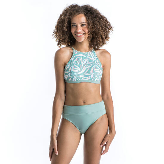 Haut de maillot de bain femme brassière surf dos dégagé ANDREA PLANT KAKI