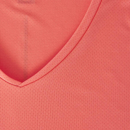 Футболка для бега женская розово-корраловая RUN DRY 