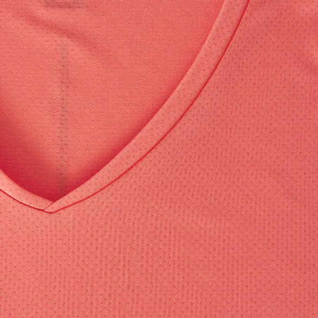 Moteriški orui laidūs bėgimo marškinėliai trumpomis rankovėmis „Run Dry“, rožiniai, koralų spalvos