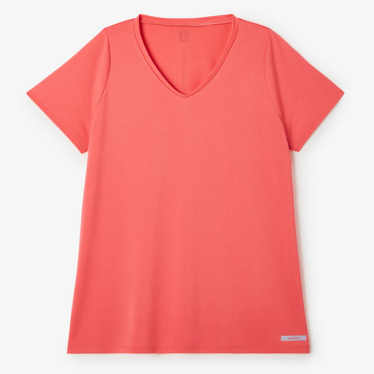 T-Shirt lari lengan pendek berpori wanita Dry - coral
