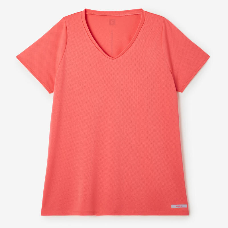 Camiseta running manga corta transpirable talla grande Mujer Dry rosa