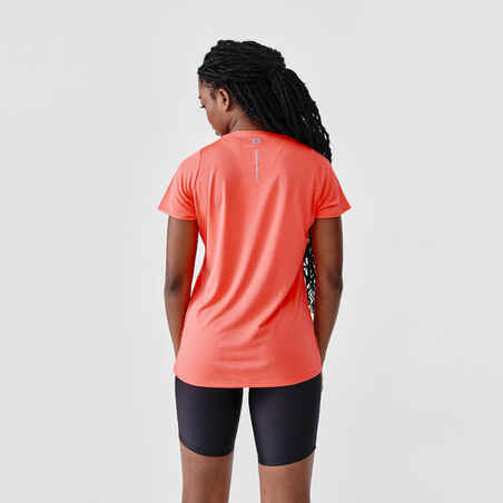 Γυναικείο διαπνέον κοντομάνικο T-shirt τρεξίματος Dry - κοραλλί