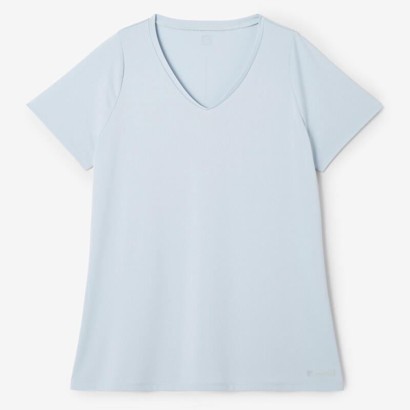 T-shirt respirant running femme (grande taille) - Dry bleu gris