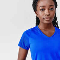 Camiseta Manga Corta Running Transpirable mujer - Dry Azul 