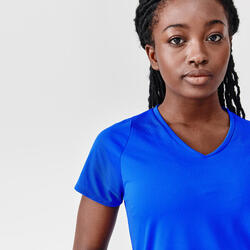 T-shirt manches courtes running respirant femme - Dry bleu