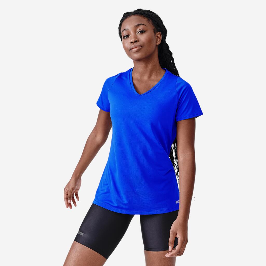 T-shirt manches courtes running respirant femme - Dry bleu