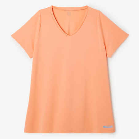 T-shirt manches courtes running respirant femme - Dry orange