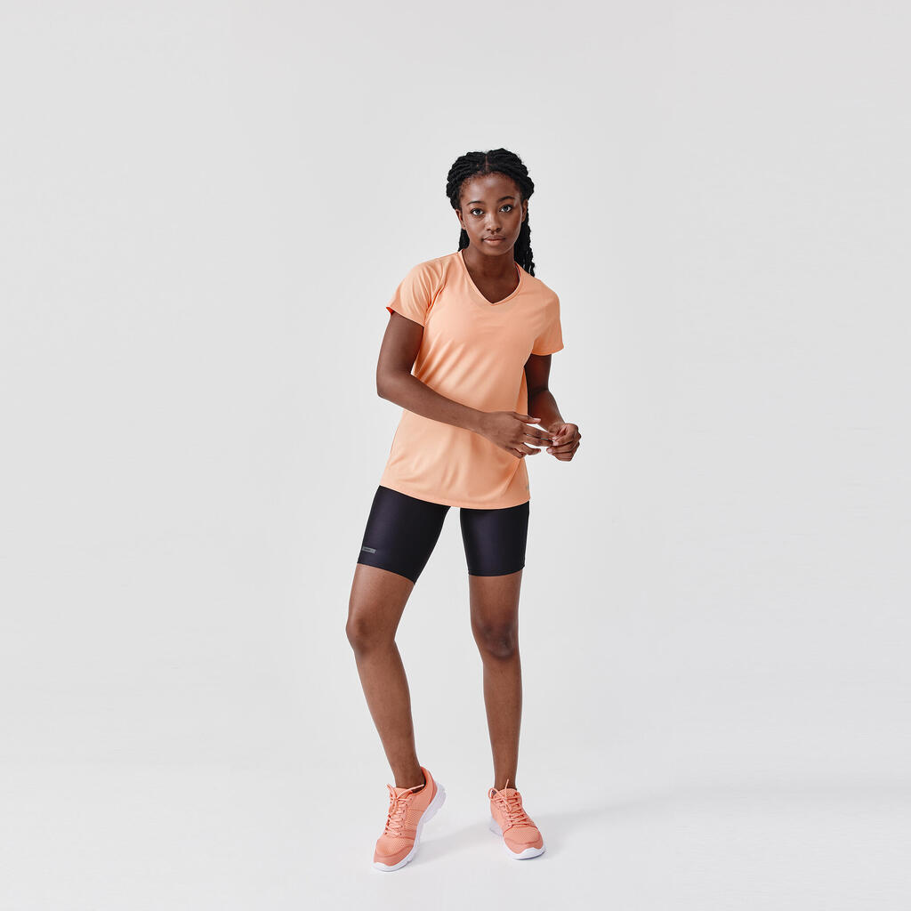 T-shirt manches courtes running respirant femme - Dry corail