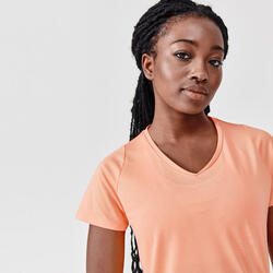 T-shirt manches courtes running respirant femme - Dry orange