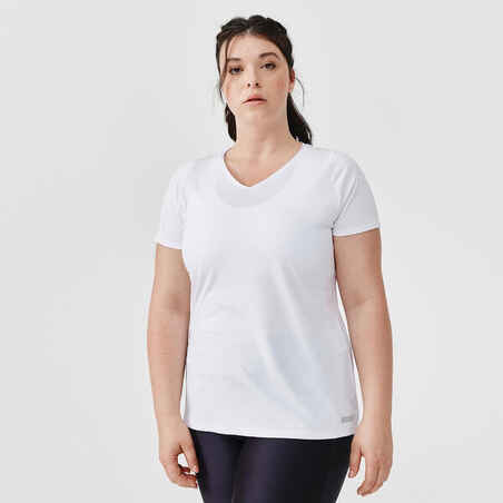 T-shirt manches courtes running respirant femme - Dry blanc