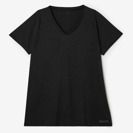 Women's breathable running T-shirt (large size) Dry - black