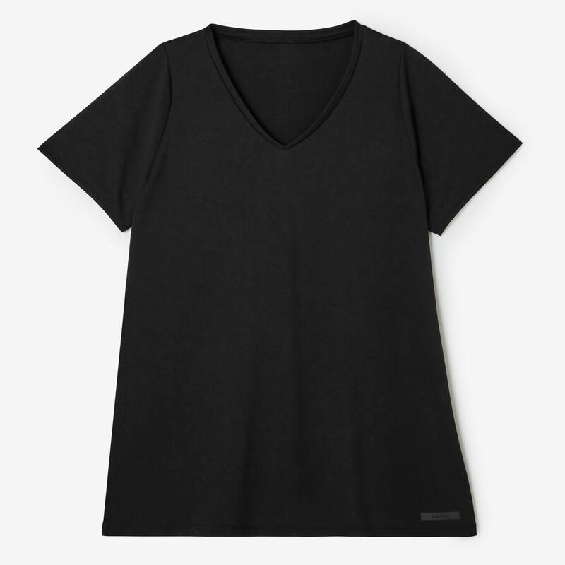 Camiseta running  manga corta transpirable Mujer Dry negro