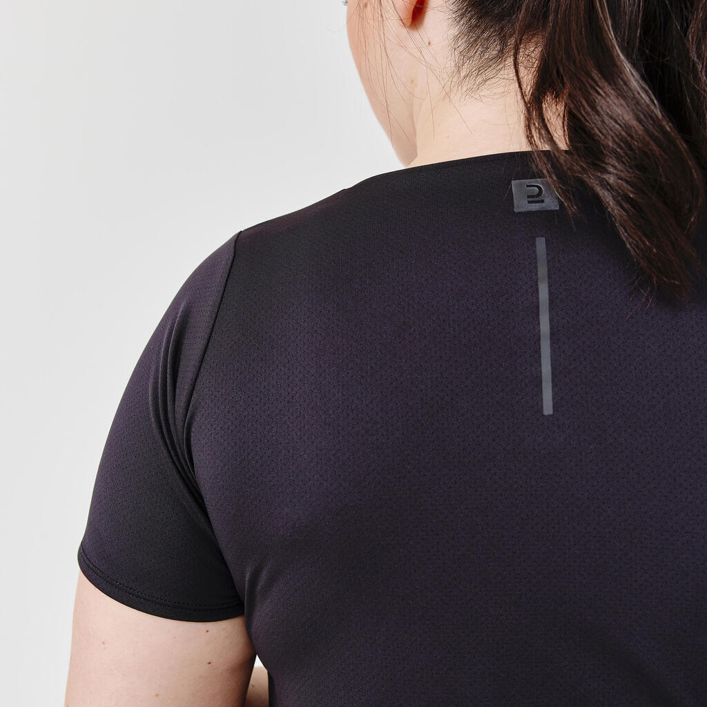 Camiseta de Running	para mujer Kalenji transpirable negro