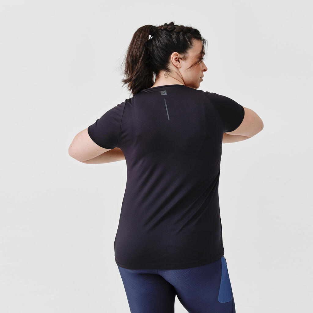 Camiseta de Running	para mujer Kalenji transpirable negro