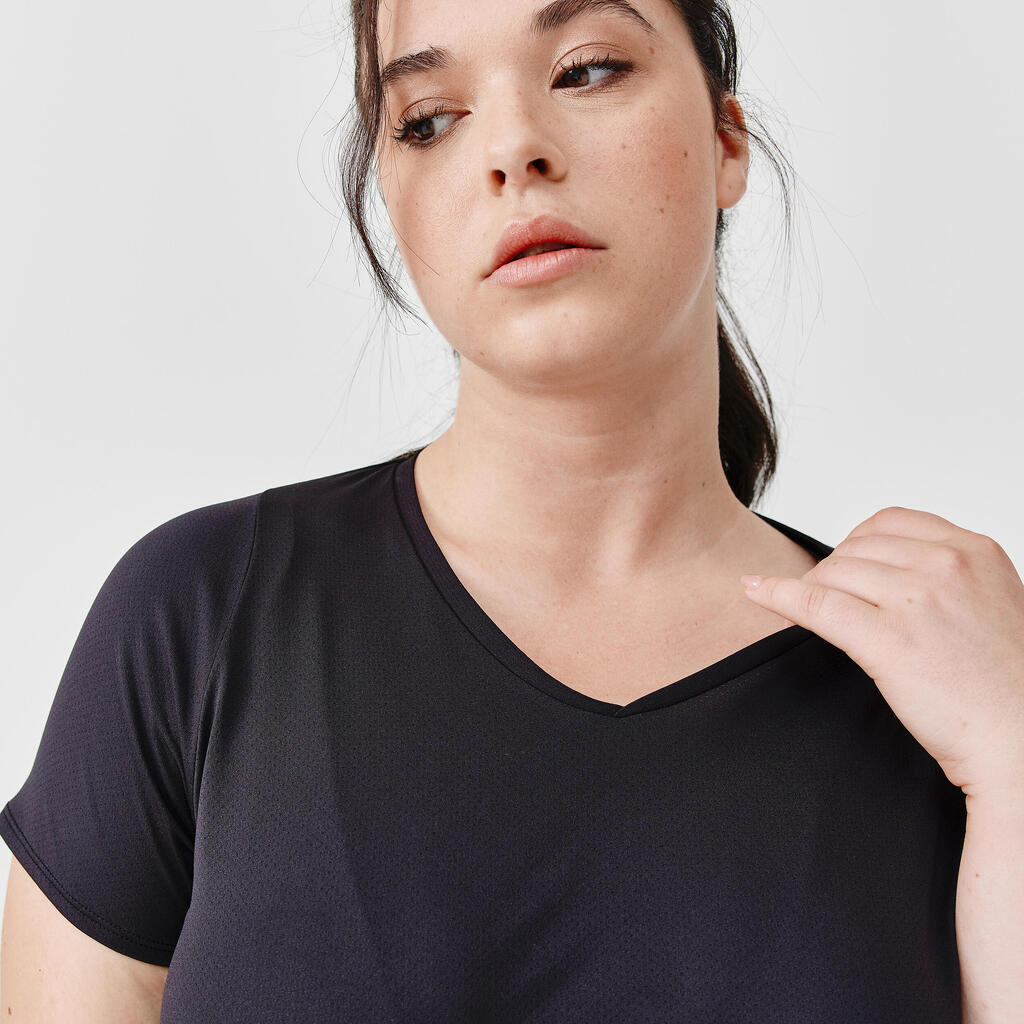 Camiseta de Running	para mujer Kalenji transpirable negro