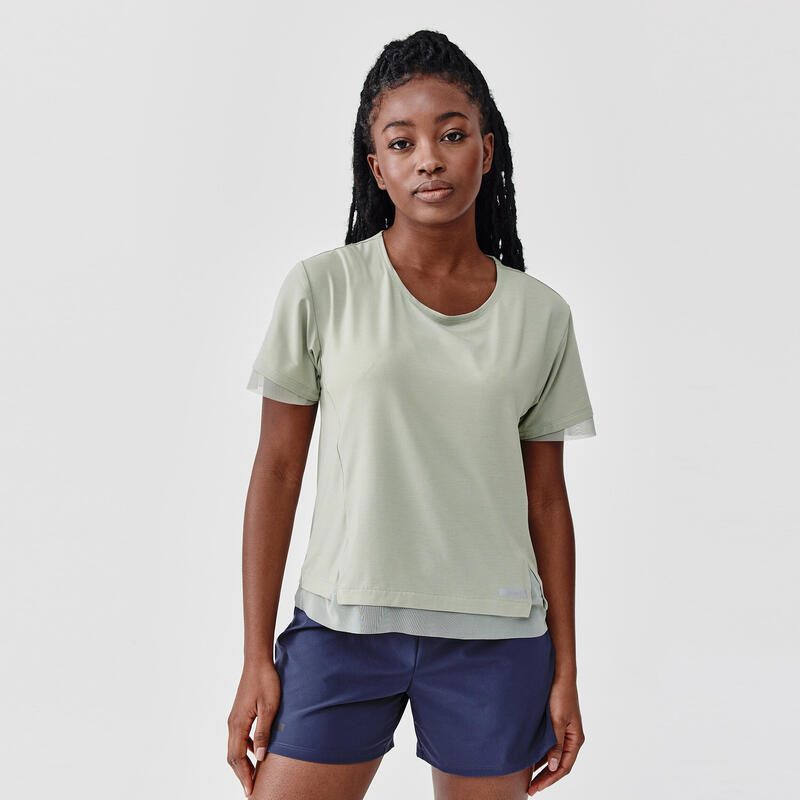 Women's Running Breathable Short-Sleeved T-shirt Feel - khaki