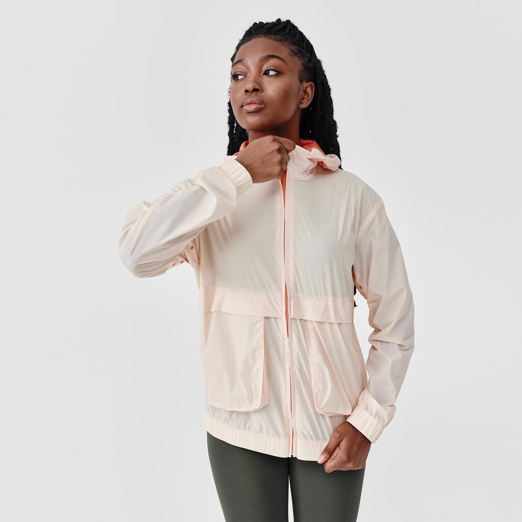 KIPRUN RUN 500 WOMEN's WINDPROOF RUNNING JACKET-ORANGE