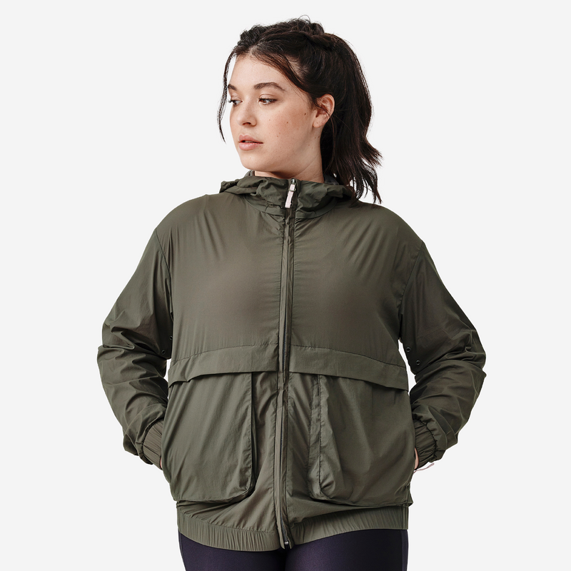 Veste coupe vent de running Femme KIPRUN Run 500 Wind Kaki pour les clubs et collectivites Decathlon Pro