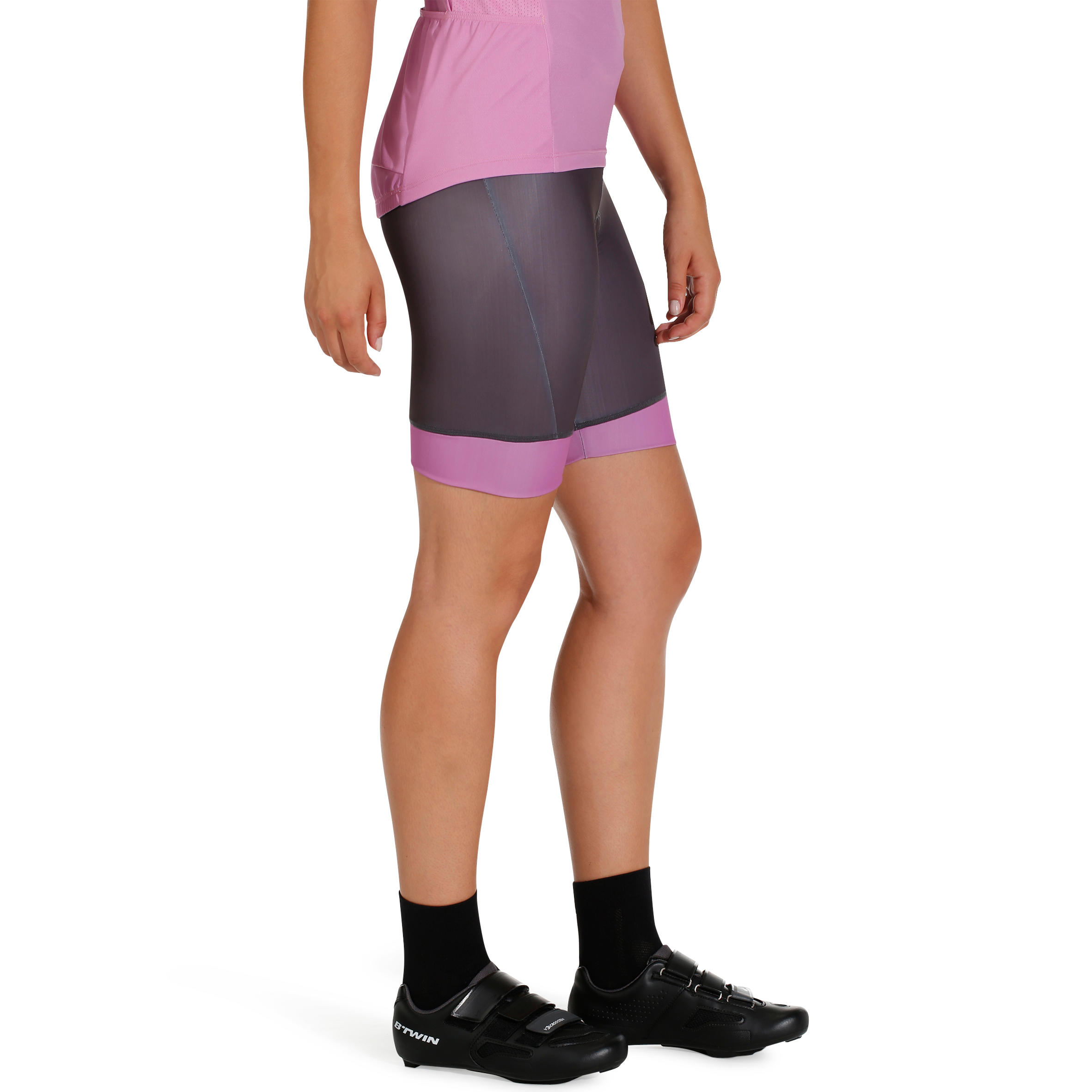 500 Women's Bibless Cycling Shorts - Grey/Pink 9/9