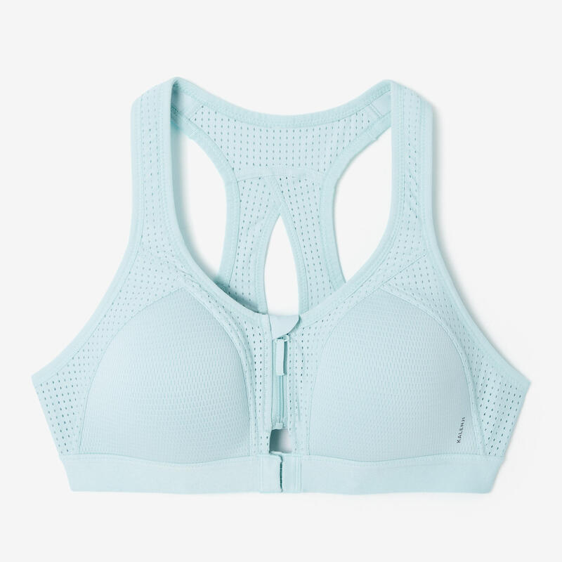 RUN EASY ZIP PADDED BRA BLUE