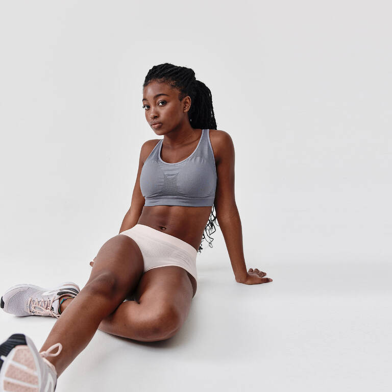 Classic Running Padded Crop Top - Grey - Decathlon