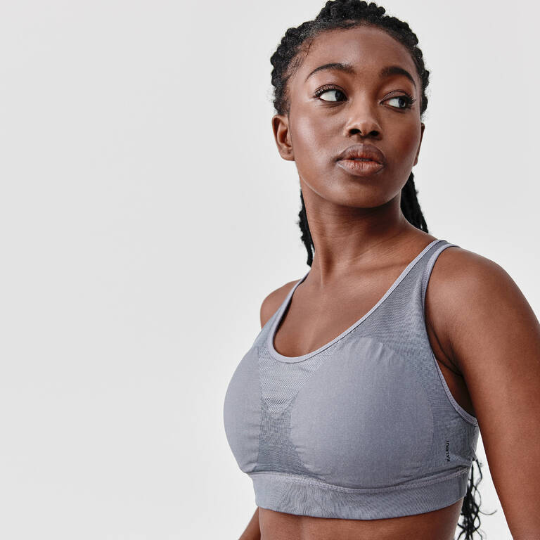 Classic Running Padded Crop Top - Grey - Decathlon