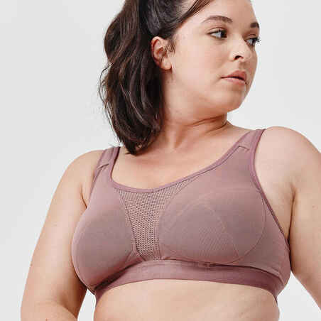 Women's High Support Bra with Crossed Straps - Taupe Pink