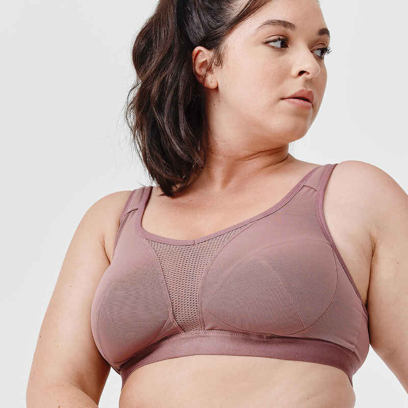 Women's High Support Bra with Crossed Straps - Taupe Pink