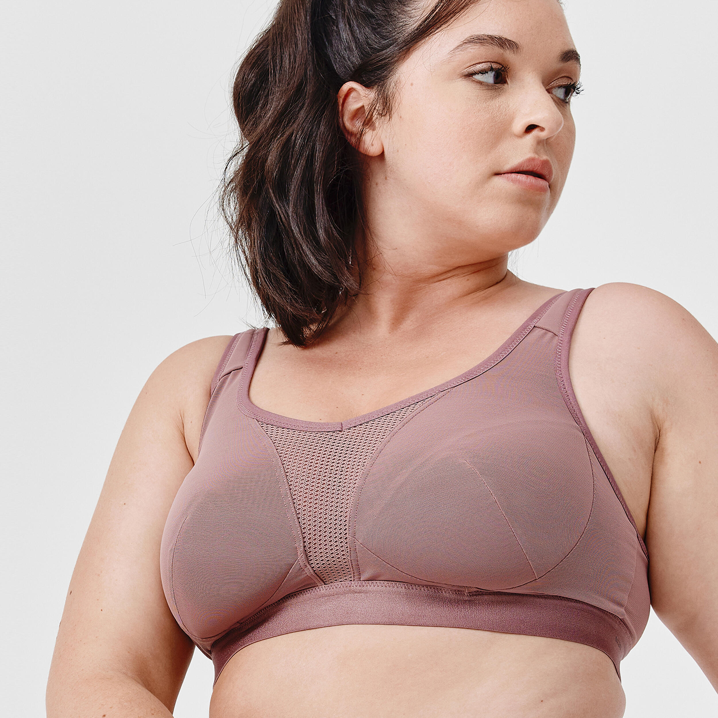 Women's High Support Bra with Crossed Straps - Taupe Pink 8/12