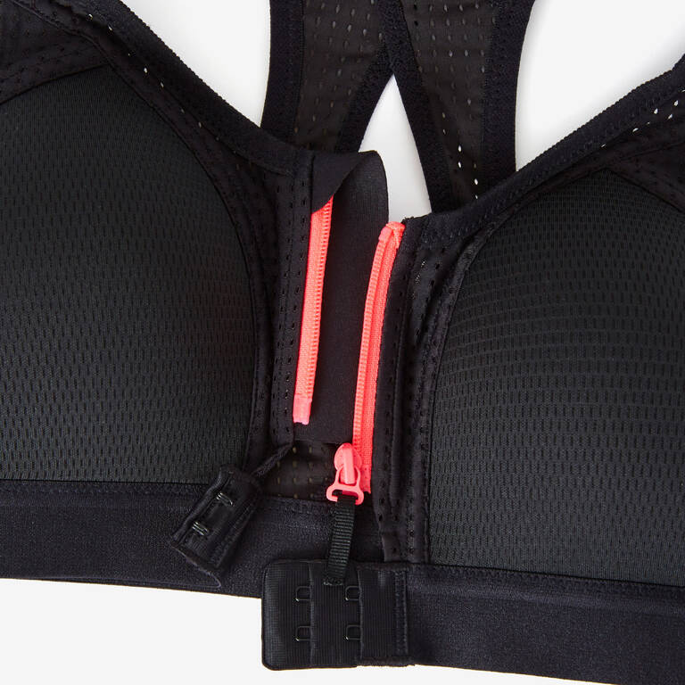 RUN EASY ZIP PADDED BRA BLACK