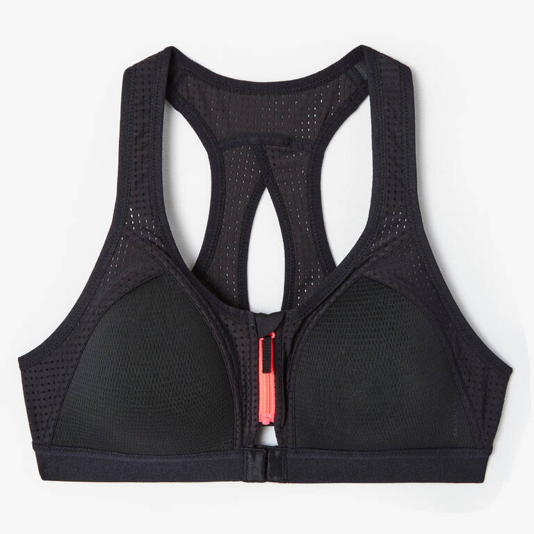 RUN EASY ZIP PADDED BRA BLACK