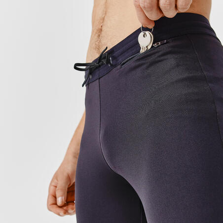 Тайтсы для бега длинные мужские черные DRY PLUS