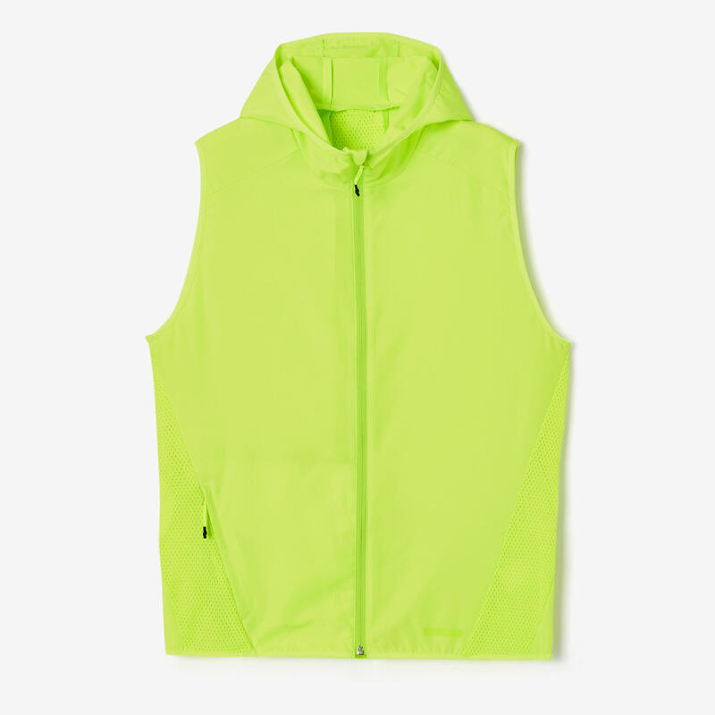 COLETE CORTA-VENTO DE CORRIDA HOMEM KALENJI RUN WIND AMARELO FLUORESCENTE