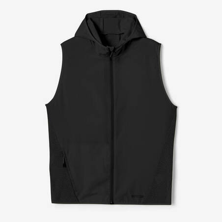 Men's Running Sleeveless Jacket Kalenji Run Wind - black